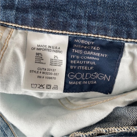 Goldsign Stevie Denim Patchwork high rise straight leg jeans - Picture 11 of 15